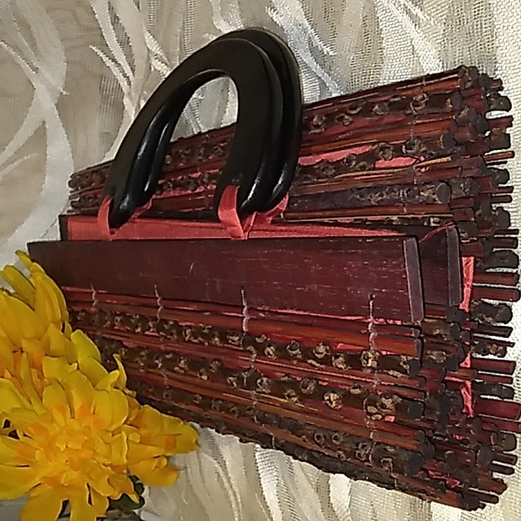 Beautiful Vintage Ecco Natural Twig & Wood Purse. - Picture 9 of 12